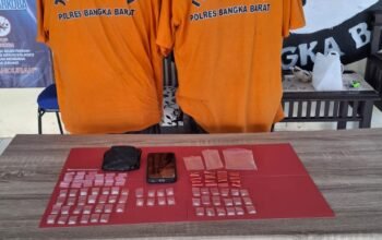 Dua Pemuda Asal Mentok Diciduk Polsek Mentok, 53 Paket Sabu Diamankan